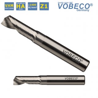 VHM Einzahnfräser Z1 6,0 mm SL=12 mm für Aluminium kurze Ausführung