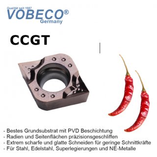 Wendeschneidplatte CCGT 09T302-FMS PV6230 für Stahl/Edelstahl/Super