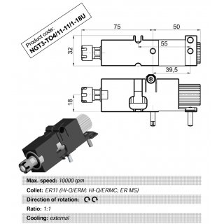 TORNOS Bohr- und Fräskopf axial, OBEN Position für Spannzangen ER 11