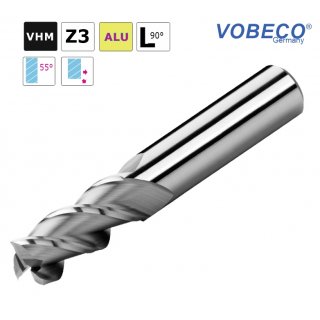 VHM Alu-Schaftfräser, Z=3, VHM 55°, 16,0 mm