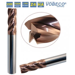 VHM Schaftfräser 10,0 mm Z4, TiSiN beschichtet scharfkantig